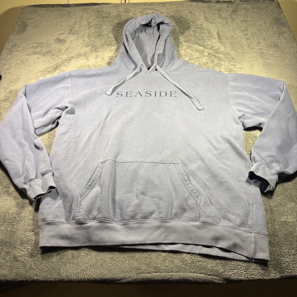 Comfort Colors Seaside Hoodie Mens XL Blue Garment Dye Pullover Sweatshirt